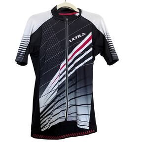 Ultra Performance Cycling Jersey Mens Medium Black Red Full Zip Road Bike Shirt